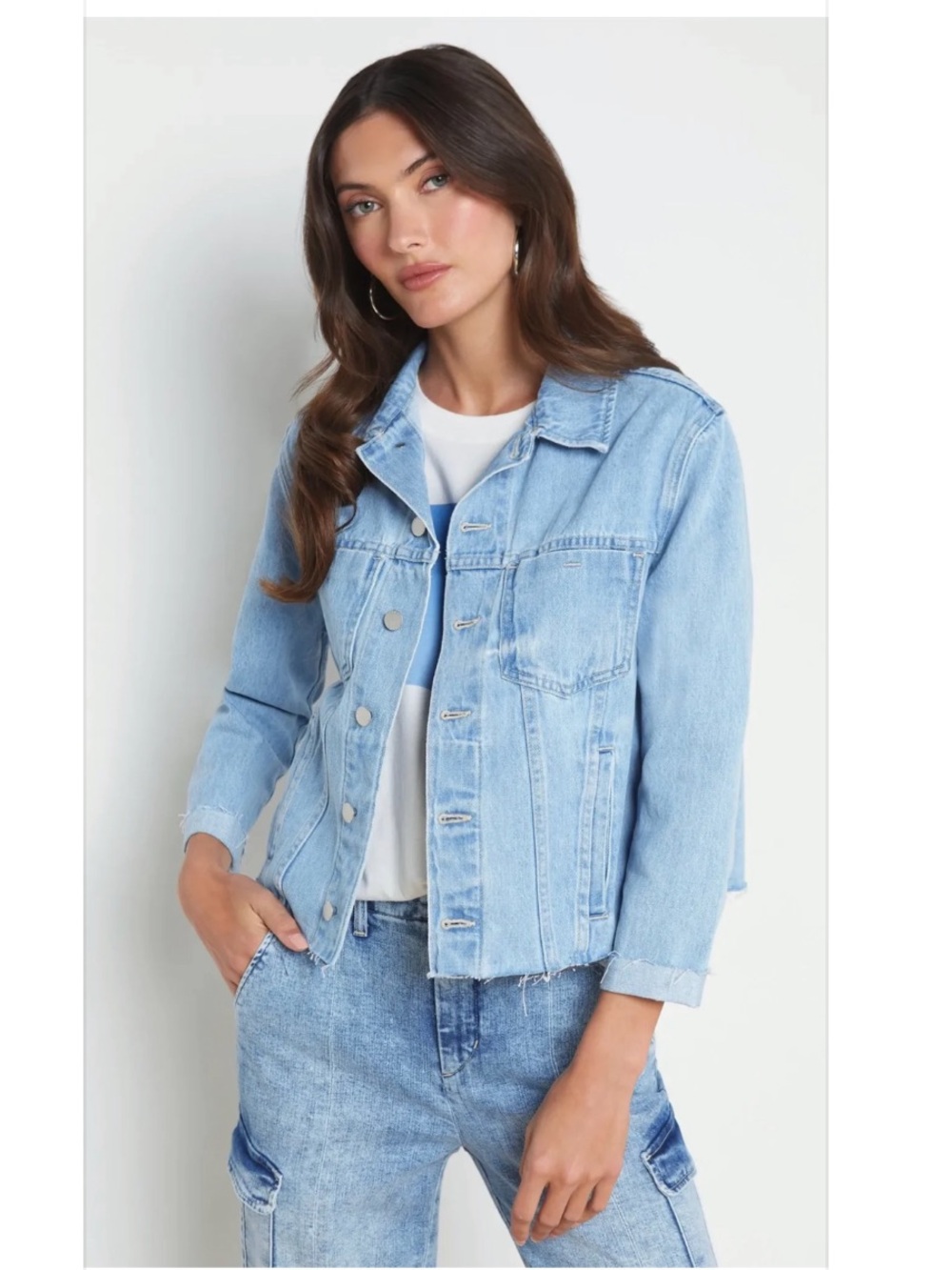 L’Agence Ailana Maui Denim Jacket in Cove- M/L.